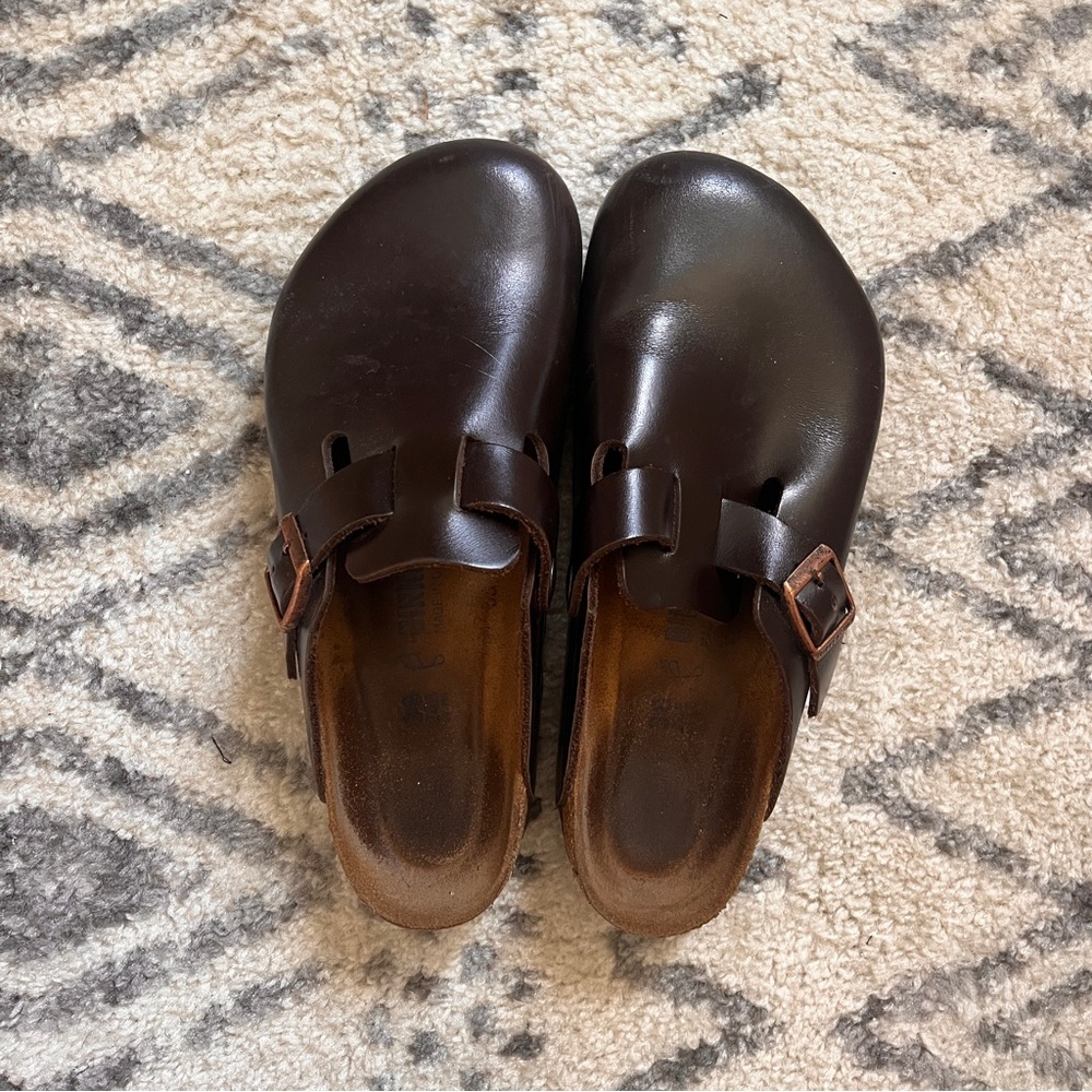 Brown Leather Boston Clog Birkenstocks
